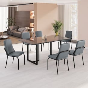 Conjunto Sala de Jantar Mesa 160x90cm Base Lunna Tampo MDF Laca com Vidro Malibu Grafite/Preto