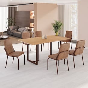 Conjunto Sala de Jantar Mesa 160x90cm Base Lunna Tampo MDF Malibu Marrom