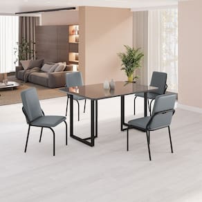 Conjunto Sala de Jantar Mesa 120x90cm Base Lunna Tampo MDF com Vidro Malibu Grafite/Preto
