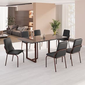 Conjunto Sala de Jantar Mesa 160x90cm Base Lunna Tampo MDF Laca com Vidro Malibu Preto/Marrom