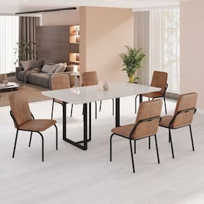 Conjunto Sala de Jantar Mesa 160x90cm Base Lunna Tampo MDF com Vidro Malibu marrom / preto