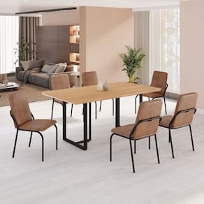 Conjunto Sala de Jantar Mesa 160x90cm Base Lunna Tampo MDF Malibu Marrom/Preto