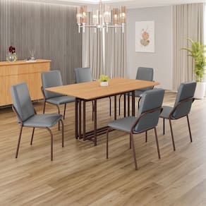 Conjunto Sala de Jantar Mesa 160x90cm Base Pérola Tampo MDF Malibu Grafite / Marrom