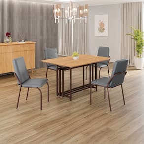 Conjunto Sala de Jantar Mesa 120x90cm Base Pérola Tampo MDF Malibu Grafite / Marrom
