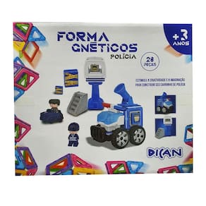 Blocos De Formas Magnéticas Policia Com 28 Peças Dican