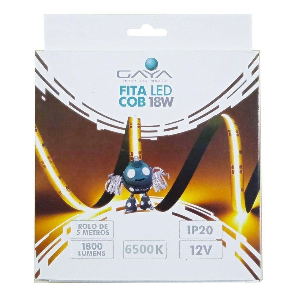 Fita Led Cob 18w 5m 12v Ip20 Branco 6500k Gaya