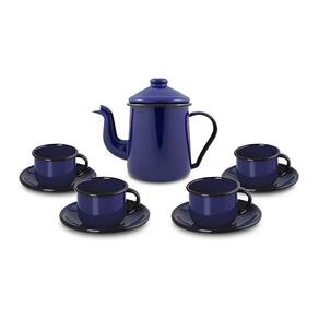 Conjunto para Café Esmaltado 9 Peças Azul Ewel