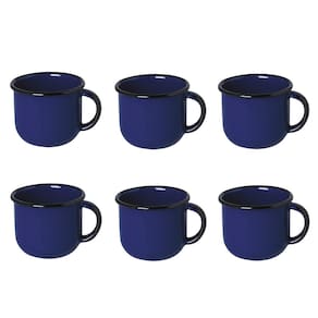 Jogo de Xícara de Chá 06 Peças Esmaltada Azul 240 ml Ewel