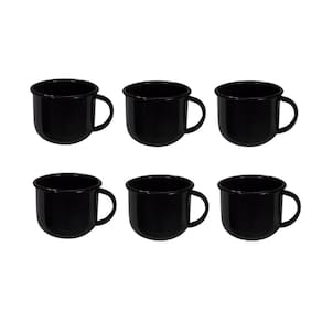Jogo de Xícara de Cafezinho 06 Peças Esmaltada Preto 120 ml Ewel