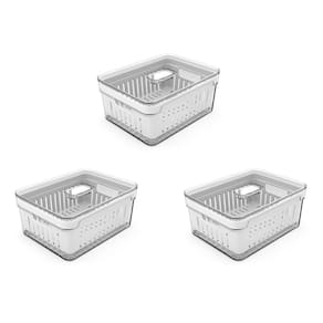 Conjunto Organizadores de Geladeira Clear Fresh 3 Peças Transparente