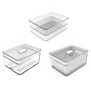 Conjunto Organizadores de Geladeira Clear Fresh 3 Peças Transparente