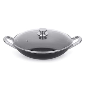 Frigideira Wok Professional Preta 34 cm 5 L em Alumínio com Revestimento Interno Antiaderente Multiflon