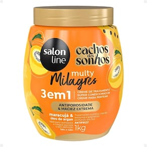 Creme de Tratamento 3 em 1 Salon Line Multy Milagres Cachos dos Sonhos Maracujá e Óleo de Argan 1Kg