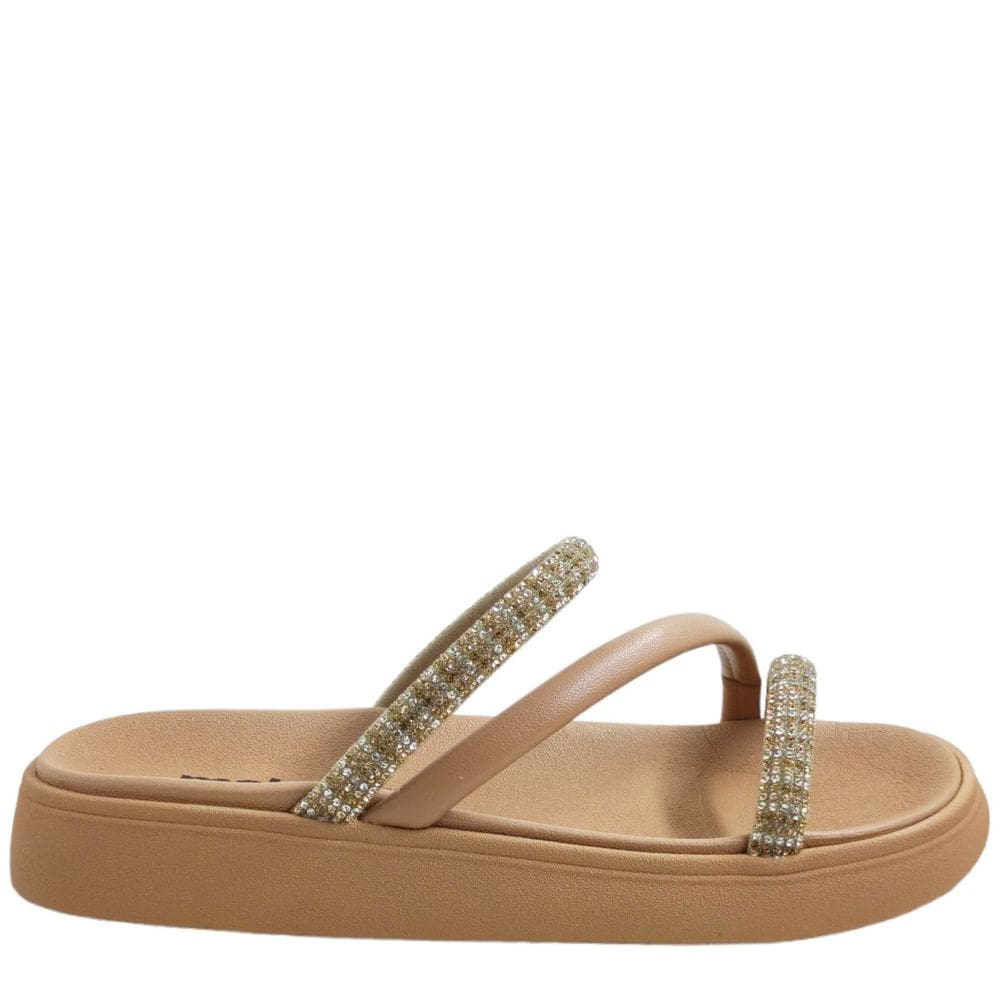 Tamanco Feminino Flat Casual com Tiras Strass Moleca 5469.121