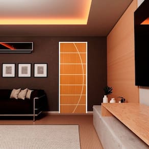 Kit com 3 Folhas de Porta Madeira Decorada 210x80cm Espessura 3,5cm Neblina Mgm Mogno