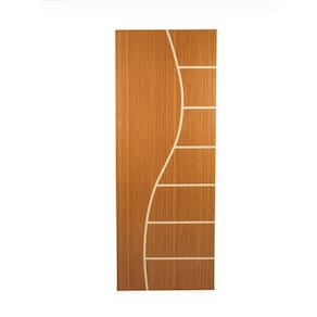 Kit com 4 Folhas de Porta Madeira Decorada 210x80cm Espessura 3,5cm Cantareira Mgm Mogno