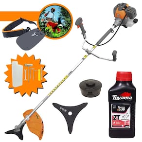 Roçadeira Lateral Á Gasolina Tekna RL520-P Plus 2T 52cc 2HP 10.000rpm Cortador de Grama Profissional C/ Lâmina 3 Pontas e Carretel + ÓLEO TOYAMA 2T