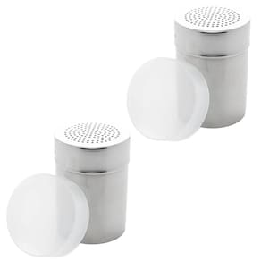 Kit 2 Saleiros Pimenteiros de Mesa Lyor Inox com Dosador e Tampa Restaurante