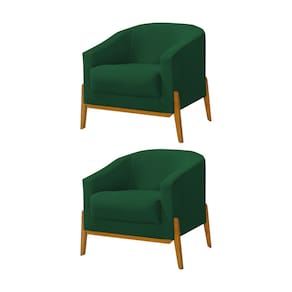 Kit 2 Poltronas Living Base em Madeira Maciça Flórida Veludo Verde