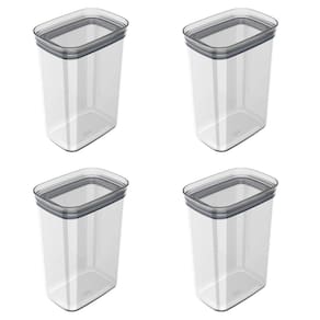 Conjunto de Potes Herméticos 2,3 L 4 Peças Block Retangular Transparente Ou