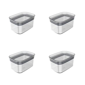 Conjunto de Potes Herméticos 650 ml 4 Peças Block Retangular Transparente Ou