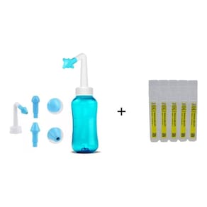 Kit Sinusite Higienizador Ducha Nasal Lavador Lavagem - 300ml + Soro Fisiológico 5x10ml