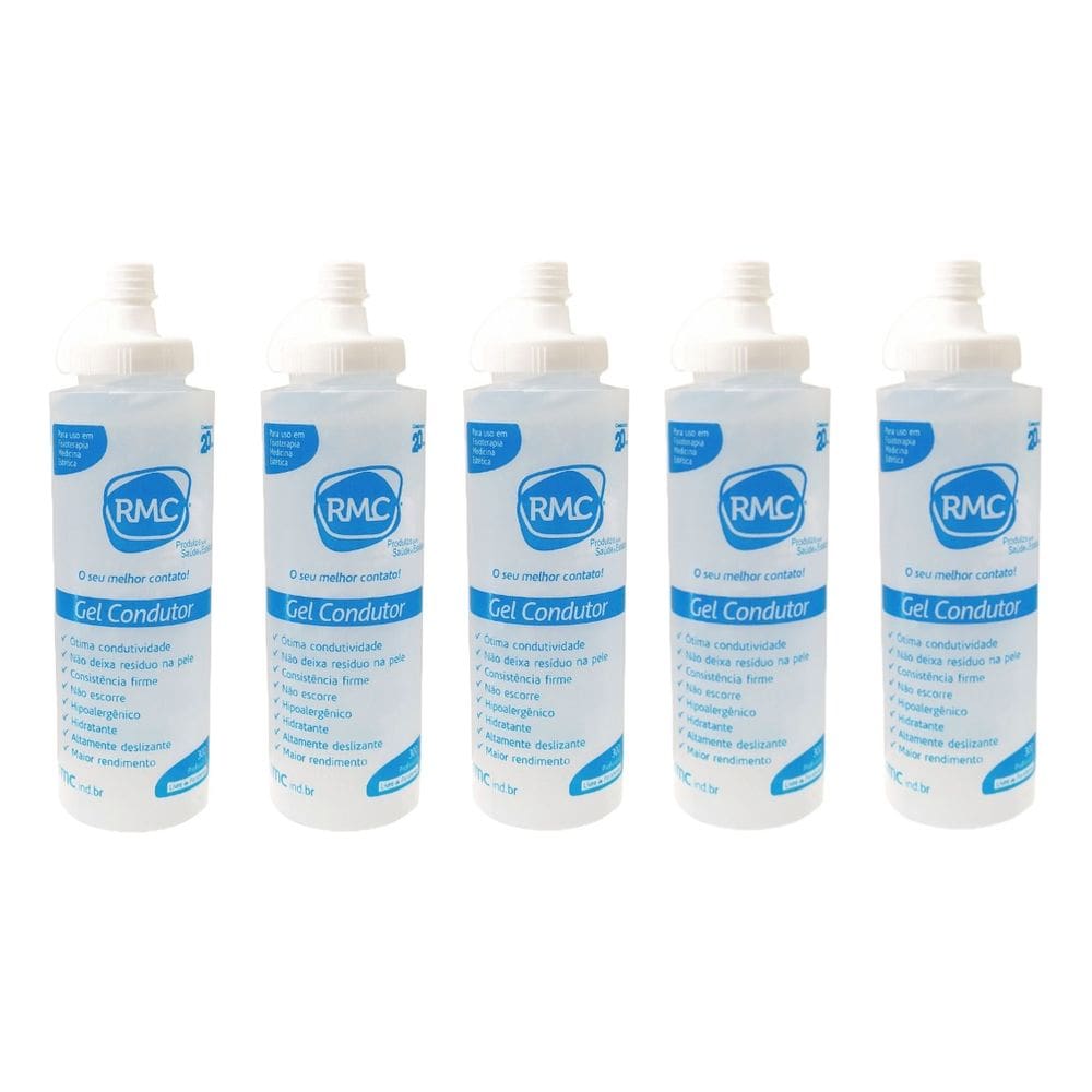 Kit 5- Gel Condutor Contato P/ Ultrason Tens Doppler 300 Ml