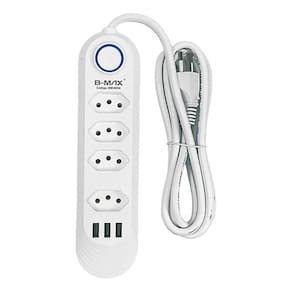 Extensão Régua de Tomada Energia 4 Tomadas 3 USB Carregador de Celular Cabo de 2 metros Bivolt 110v 220v 2500W 10A