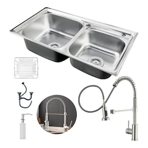 Kit Cuba Dupla Cozinha Gourmet Aço Inox Acessórios E Torneira Flexível Brinovar