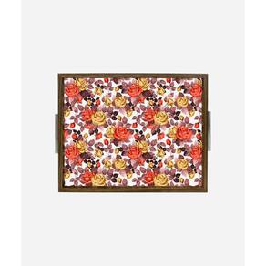 Bandeja Estampada 30X37 - Rosa Dourada