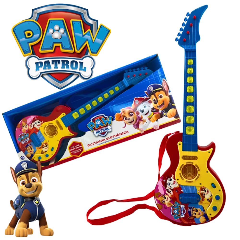 Guitarra Patrulha Canina Brinquedo Musical Com Luzes