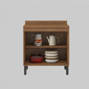 Balcão de Cozinha 80cm Firenze 2 Portas Amêndola/Branco - Demóbile