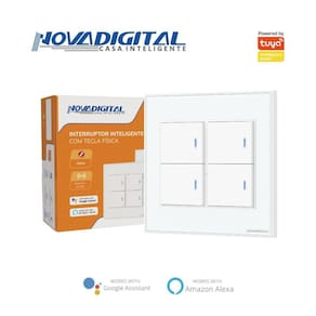 Interruptor com tecla Física Zigbee 4 Botões 4x4 FZB4 BRANCO
