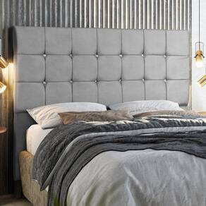 Cabeceira Casal 160 Cm Cm com Strass Dubai Cinza