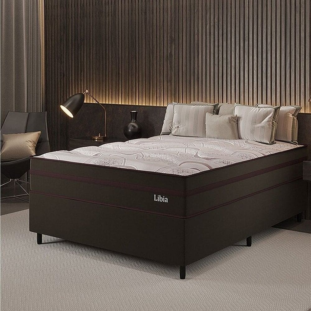 Conjunto Colchão Ortopédico e Base Box Casal 68x138x188cm Libia Yescasa Marrom