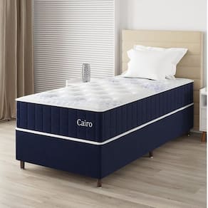 Conjunto Colchão Mola Ensacada e Base Box Solteiro 67x88x188cm Cairo Yescasa Azul