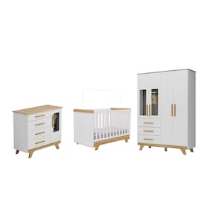 Quarto Completo Bebe Moveis Peroba Retro 04 portas MDF