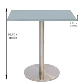 Mesa Bistrô Beta 112,50 cm (Alt) Disco Redondo Tampo MDP Quadrado 60 cm (Larg) x 2,50 cm (Alt) Cinza
