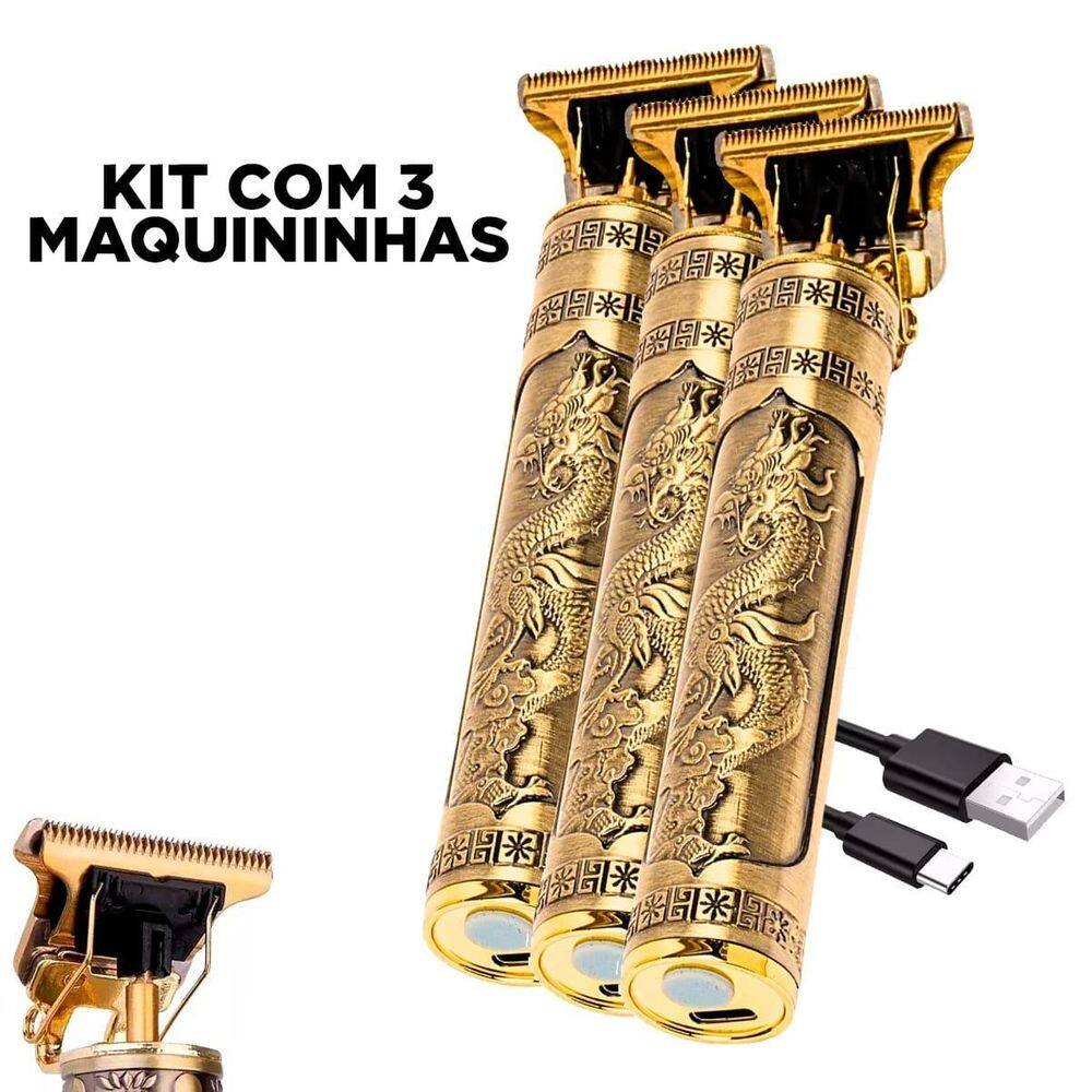 Kit 3 Maquininhas Acabamento Barbear Fazer Risco Pezinho