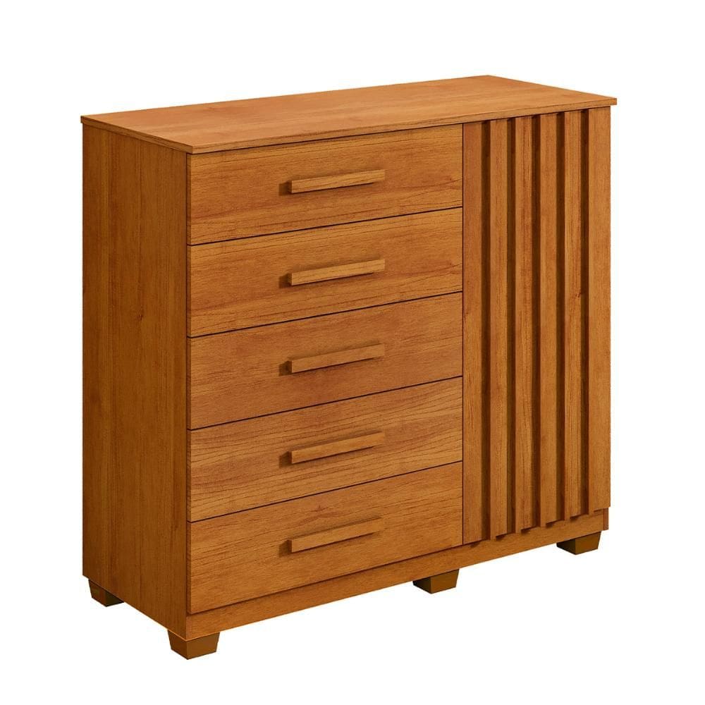 Comoda Orion Quarto com 5 Gavetas e 1 Porta Ripada