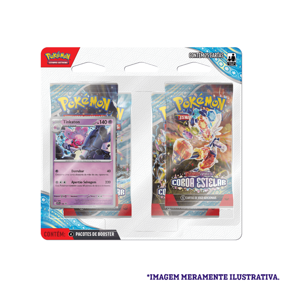 Blister Quadruplo Pokémon TCG Tinkaton Escarlate E Violeta 7 Coroa Estelar - Copag