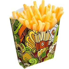 Caixinha Batata Frita 200 un. - Verde 10,2x9,5x3,2cm