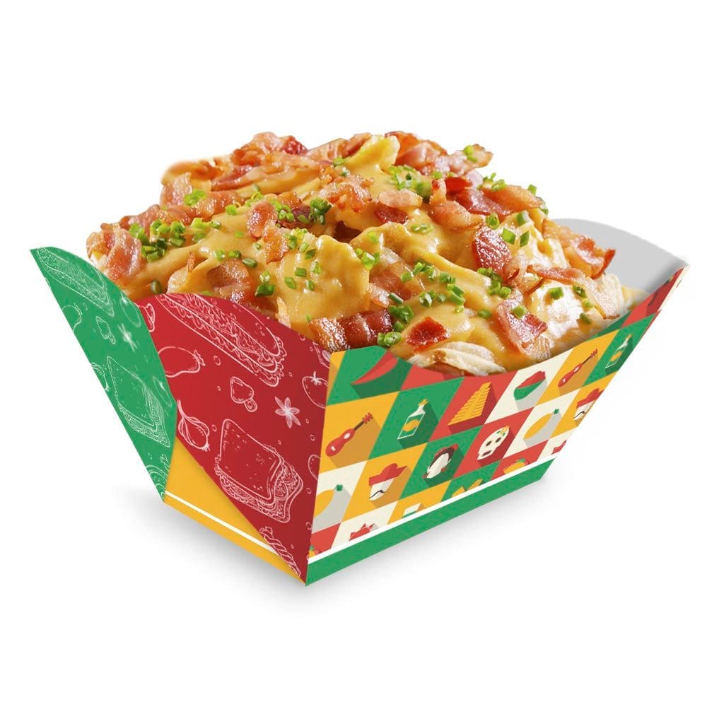 Embalagem Bandeja Multiuso e Nachos P Verde e Vermelho 300un