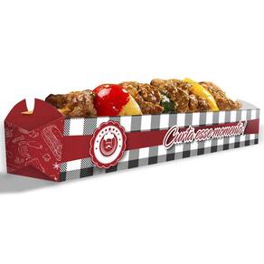 Caixinha Espetinho Xadrez 500 uni - Ideal Delivery e Eventos