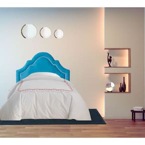 Cabeceira Luxo Império Veludo Azul com Tachas box solteiro