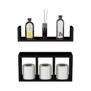 Kit 2 Peças Nicho Prateleira para Banheiro Preto 40 x 12cm