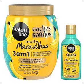 Kit Salon Line Multy Maravilhas: 1 Creme 3 em 1 e 1 Óleo Banana