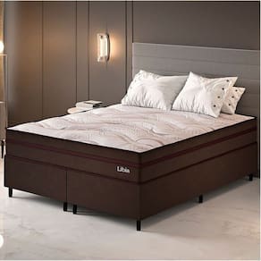 Conjunto Colchão Ortopédico e Base Box Queen 68x158x198cm Libia Yescasa Marrom