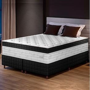 Conjunto Colchão Duplo Molejo e Base Box Queen 78x158x198cm Chile Yescasa Preto
