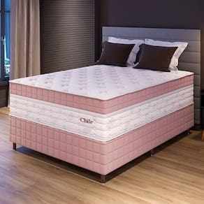 Conjunto Colchão Duplo Molejo e Base Box Casal 78x138x188cm Chile Yescasa Rose